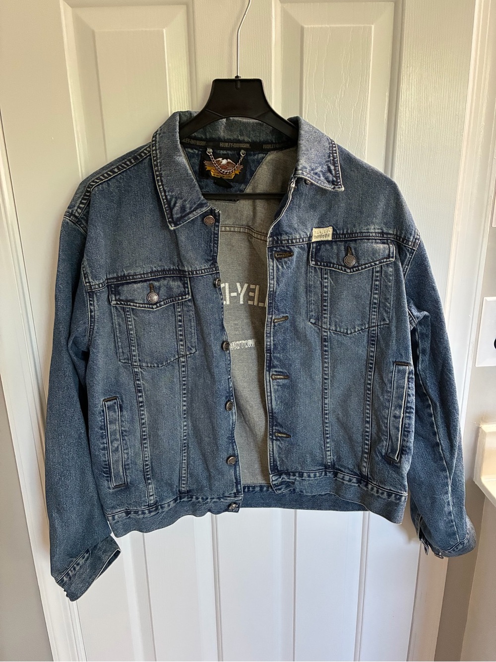 Vintage Harley-Davidson Blue Denim Trucker Jacket Large